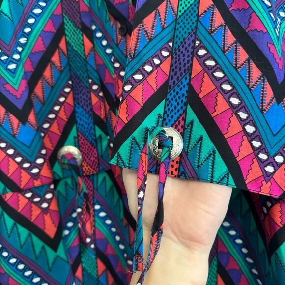 Vintage Wrangler Aztec Pearl Snap - Picture 4 of 5